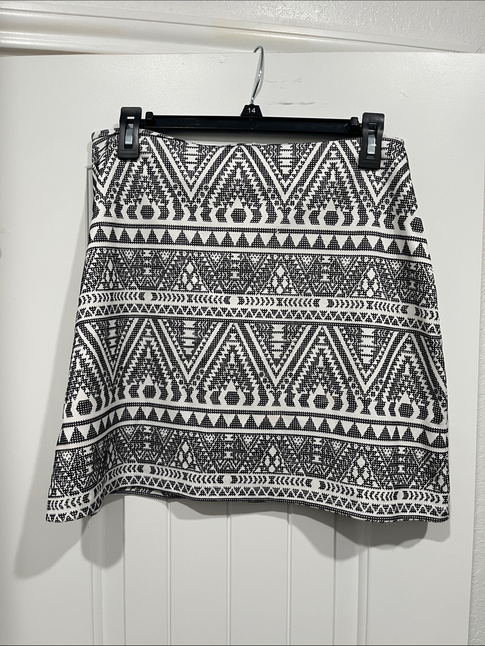 2k16 Black and White Geometric Print A-Line Skirt